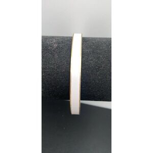 Vintage Monet Gold Tone and White Enamel Bangle Bracelet Signed